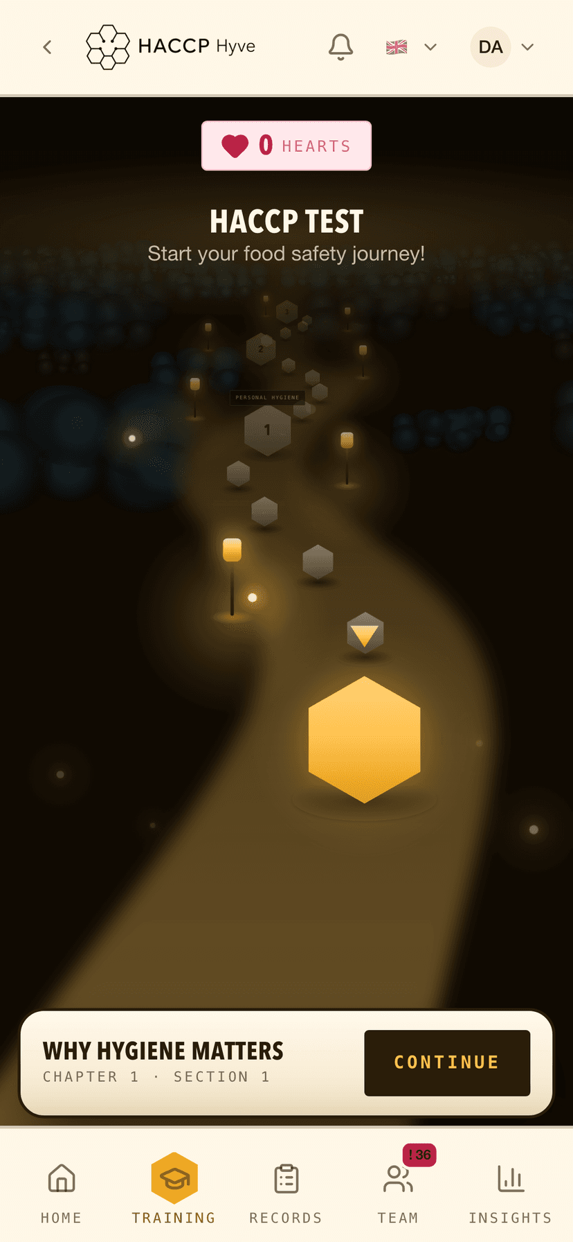 The HACCP Hyve gamified learning path